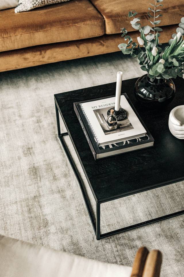 White  bamboo silk handloom -  Carpet in a living room.