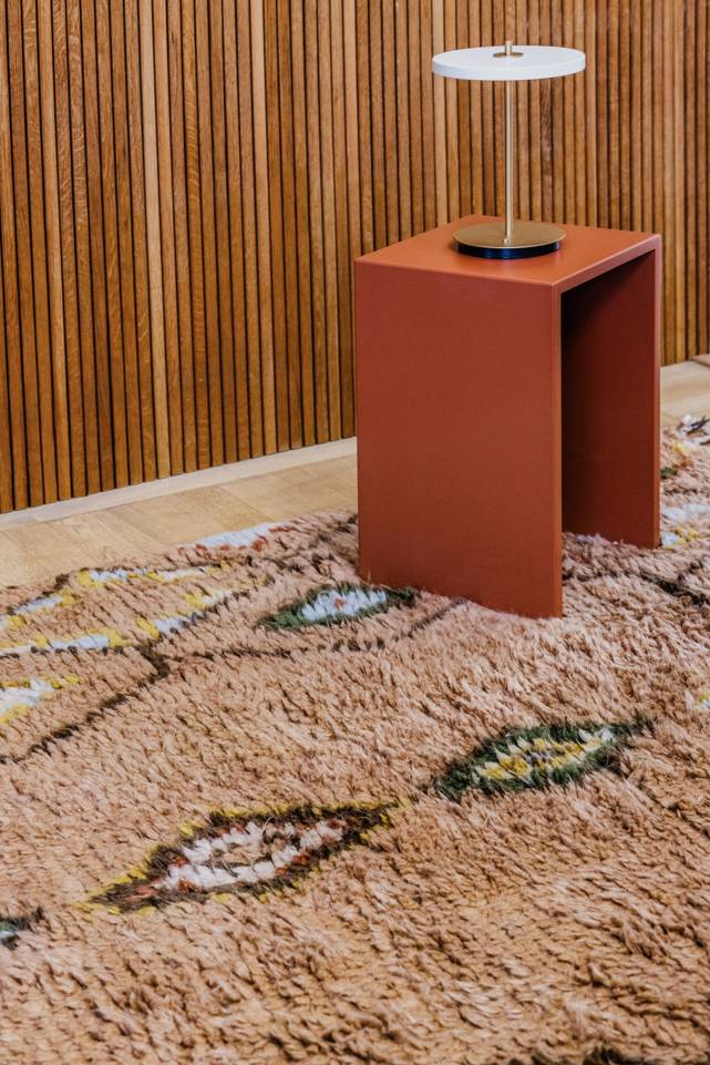 Brown / yellow  berber shaggy -  Carpet in a living room.