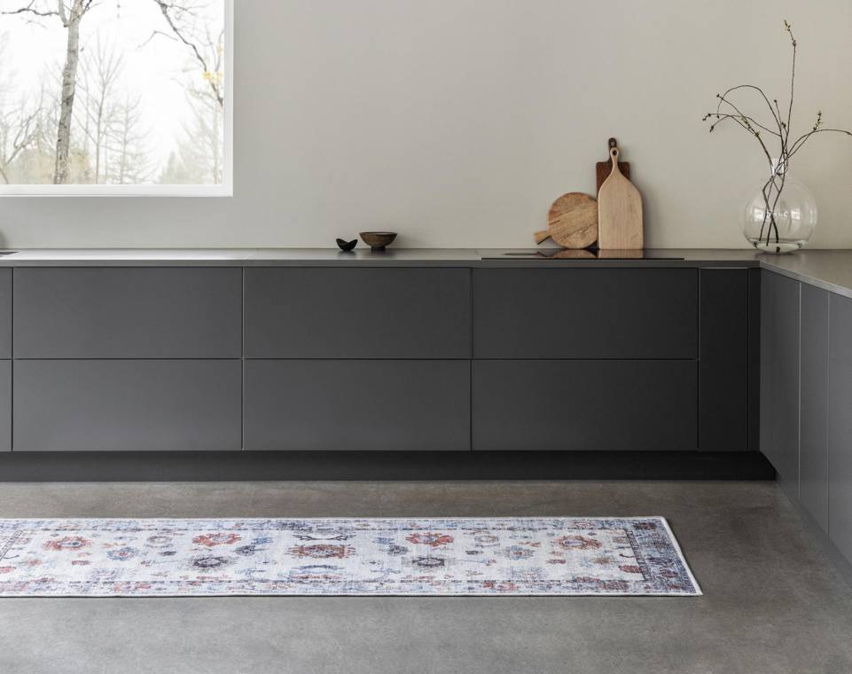 Black / grey runner kaplan floors printed -  Carpet in a kitchen.