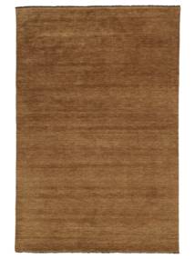Handloom Fringes 140X200 Small Brown Plain (Single Colored) Wool Rug