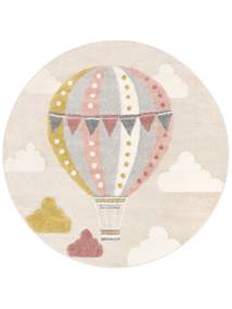Balloon Ride Kids Rug Ø 150 Small Beige/Pink Playful Motif Round