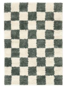  Checkered Shaggy Rug Small Chessie - Green/Off White 140X200
