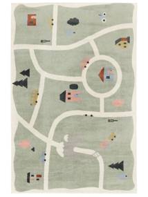  Car Washable Kids Rug Small Road Map - Green/Multicolor 140X200
