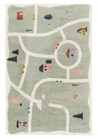 Road Map Kids Rug Washable 100X160 Small Green/Multicolor Car