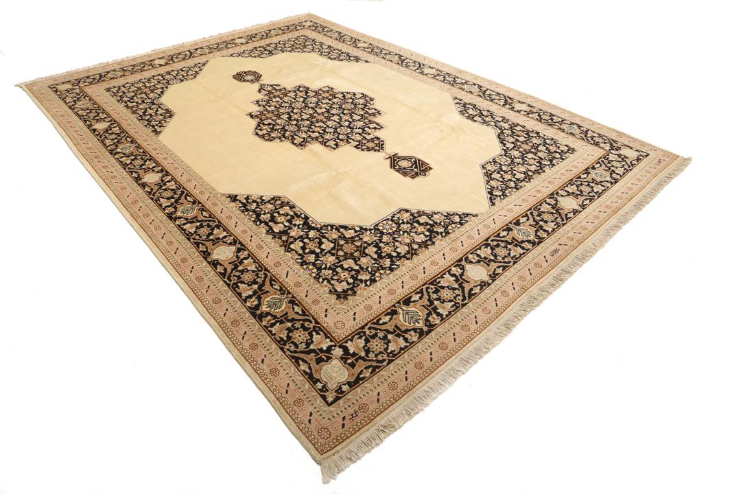 Tabriz 50 Raj rug from the Middle East in beige and black tones