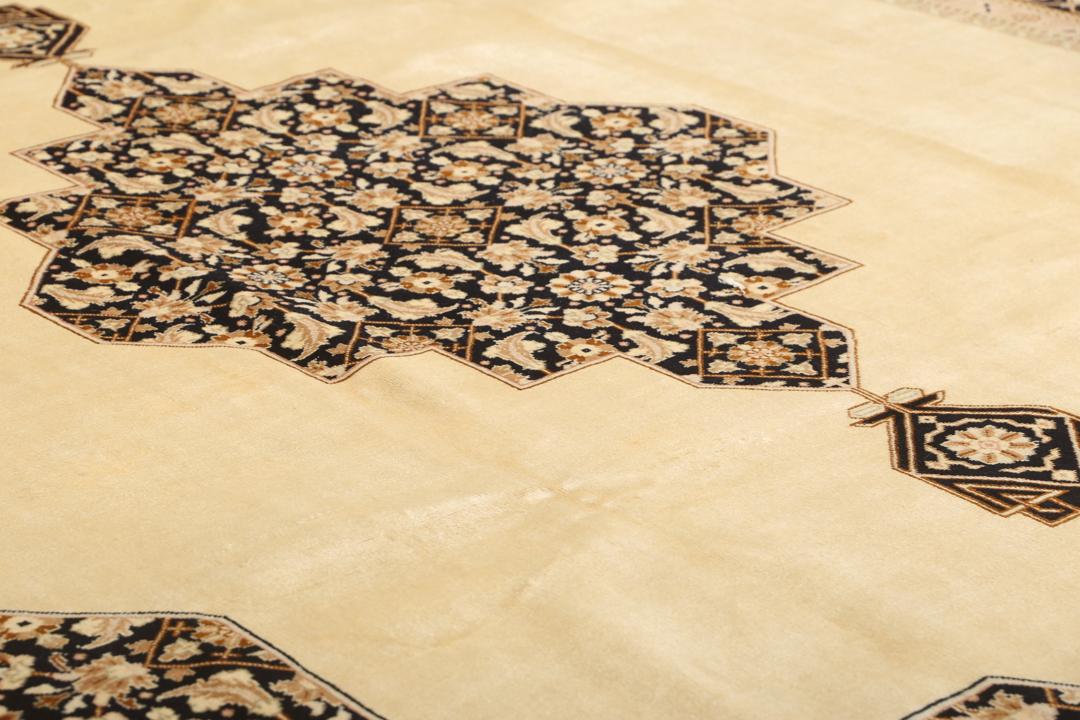 Tabriz 50 Raj rug from the Middle East in beige and black tones
