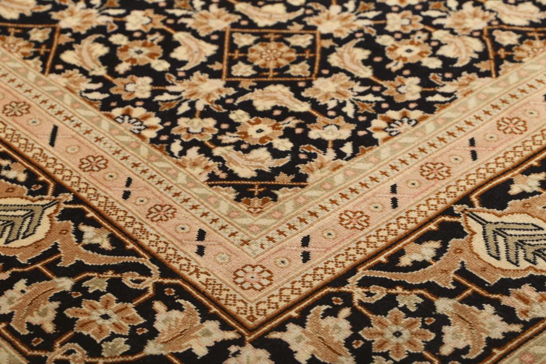 Tabriz 50 Raj rug from the Middle East in beige and black tones