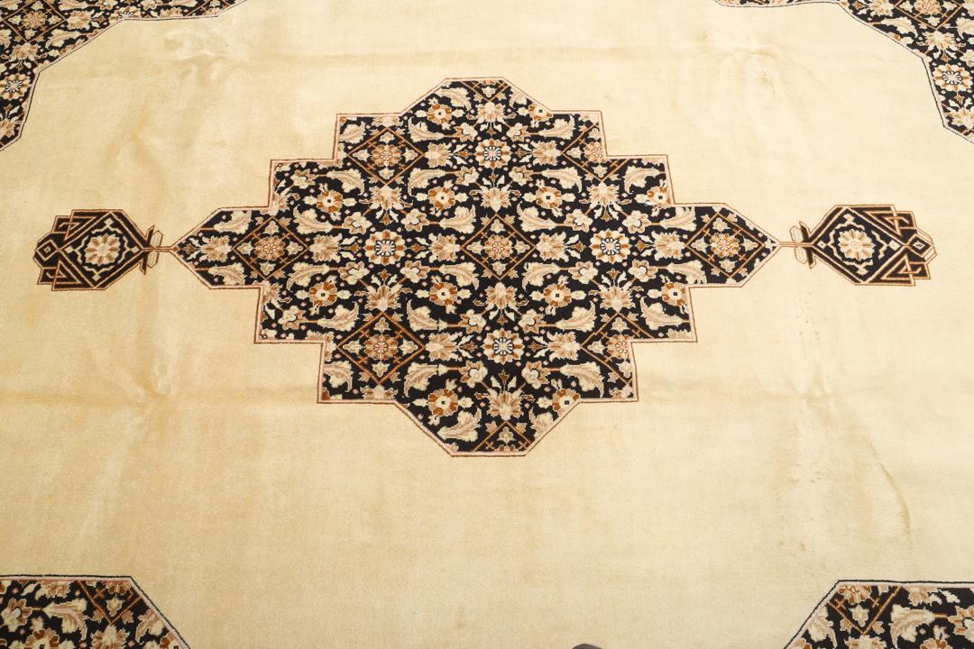 Tabriz 50 Raj rug from the Middle East in beige and black tones