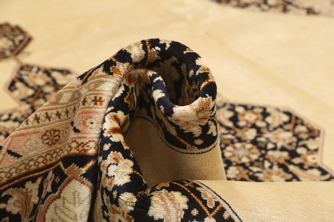 Tabriz 50 Raj rug from the Middle East in beige and black tones