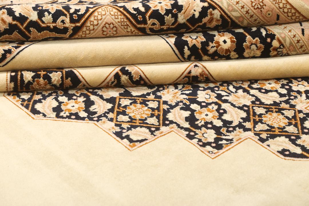 Tabriz 50 Raj rug from the Middle East in beige and black tones