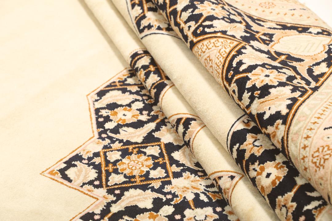 Tabriz 50 Raj rug from the Middle East in beige and black tones
