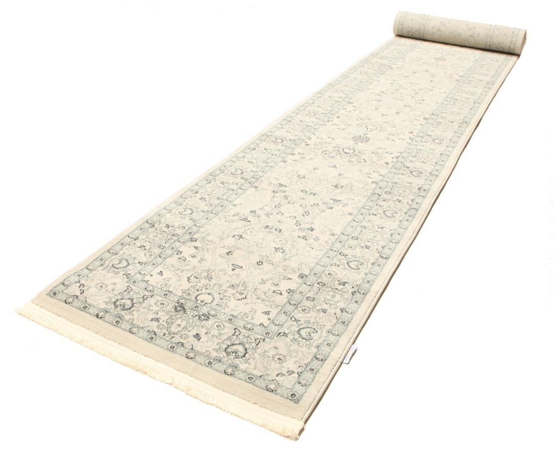 Beige en groene loper met gedetailleerd patroon