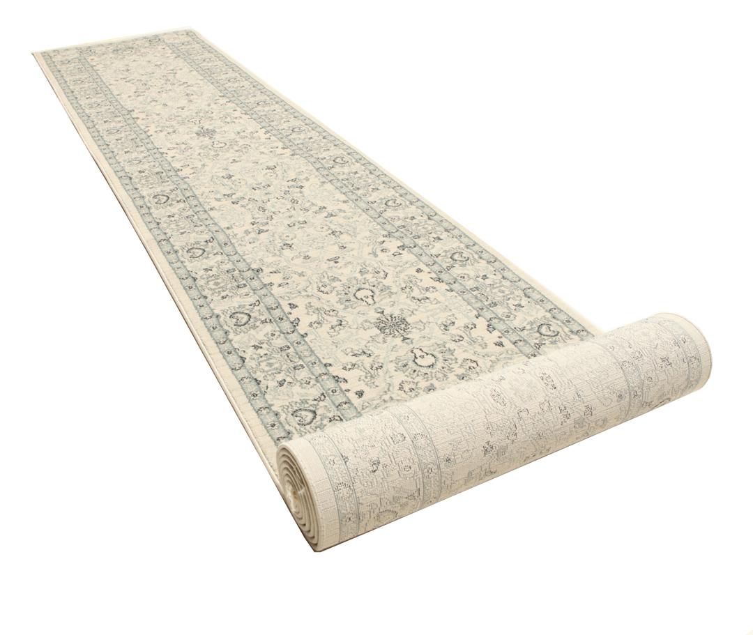 Beige en groene loper met gedetailleerd patroon
