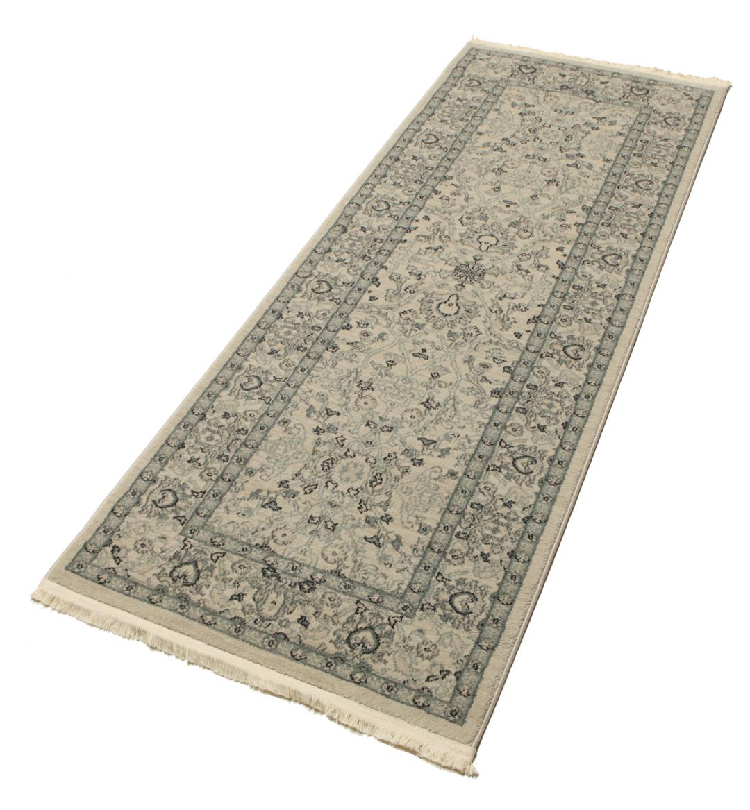 Beige en groene loper met gedetailleerd patroon
