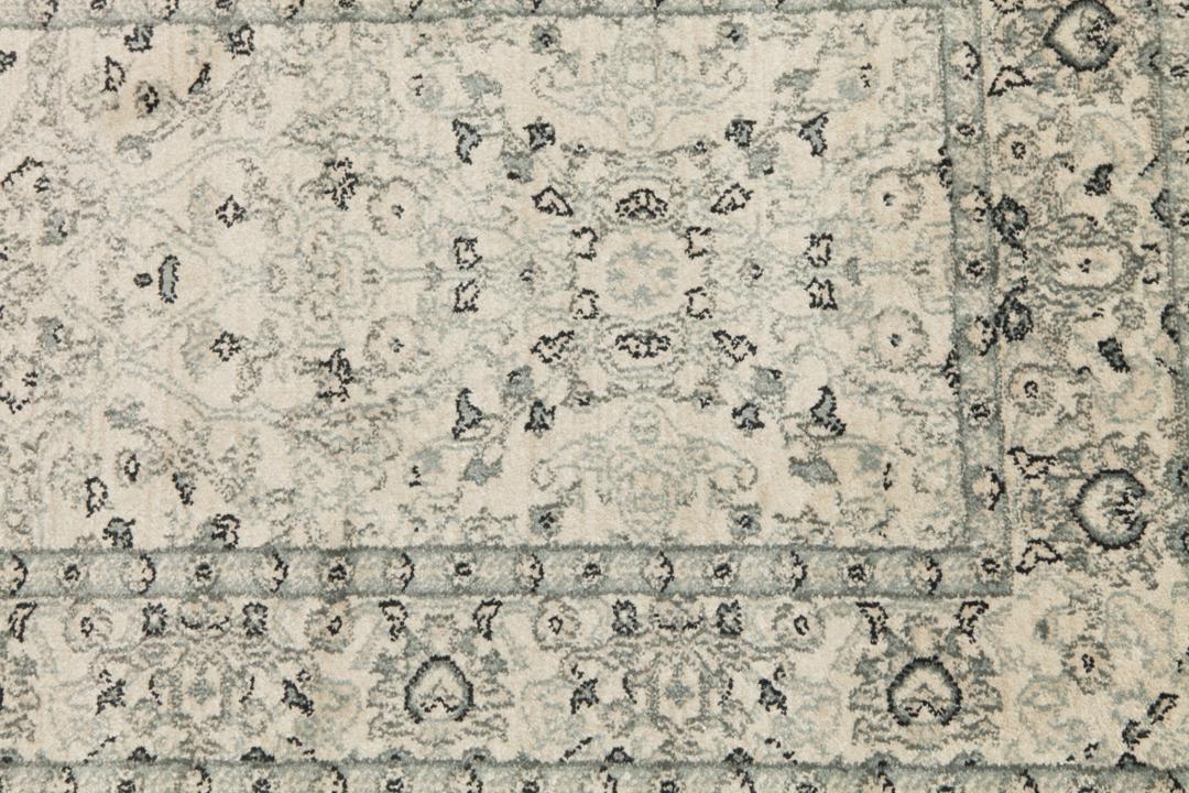 Beige en groene loper met gedetailleerd patroon