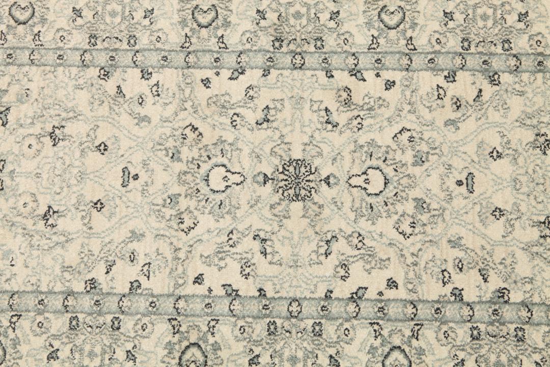 Beige en groene loper met gedetailleerd patroon