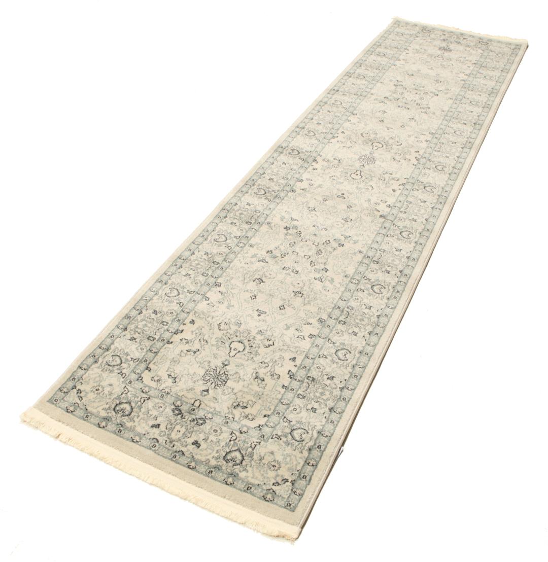 Beige en groene loper met gedetailleerd patroon