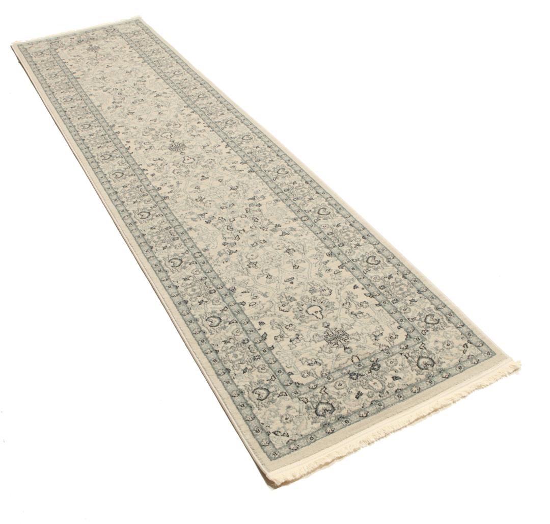 Beige en groene loper met gedetailleerd patroon