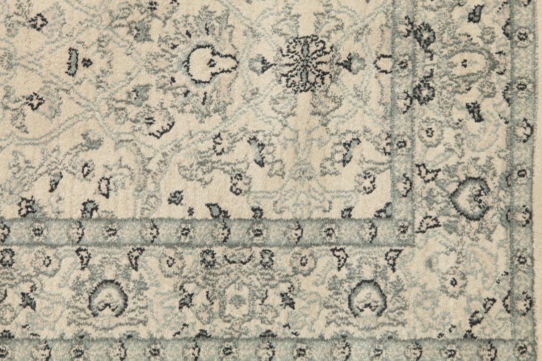 Beige en groene loper met gedetailleerd patroon