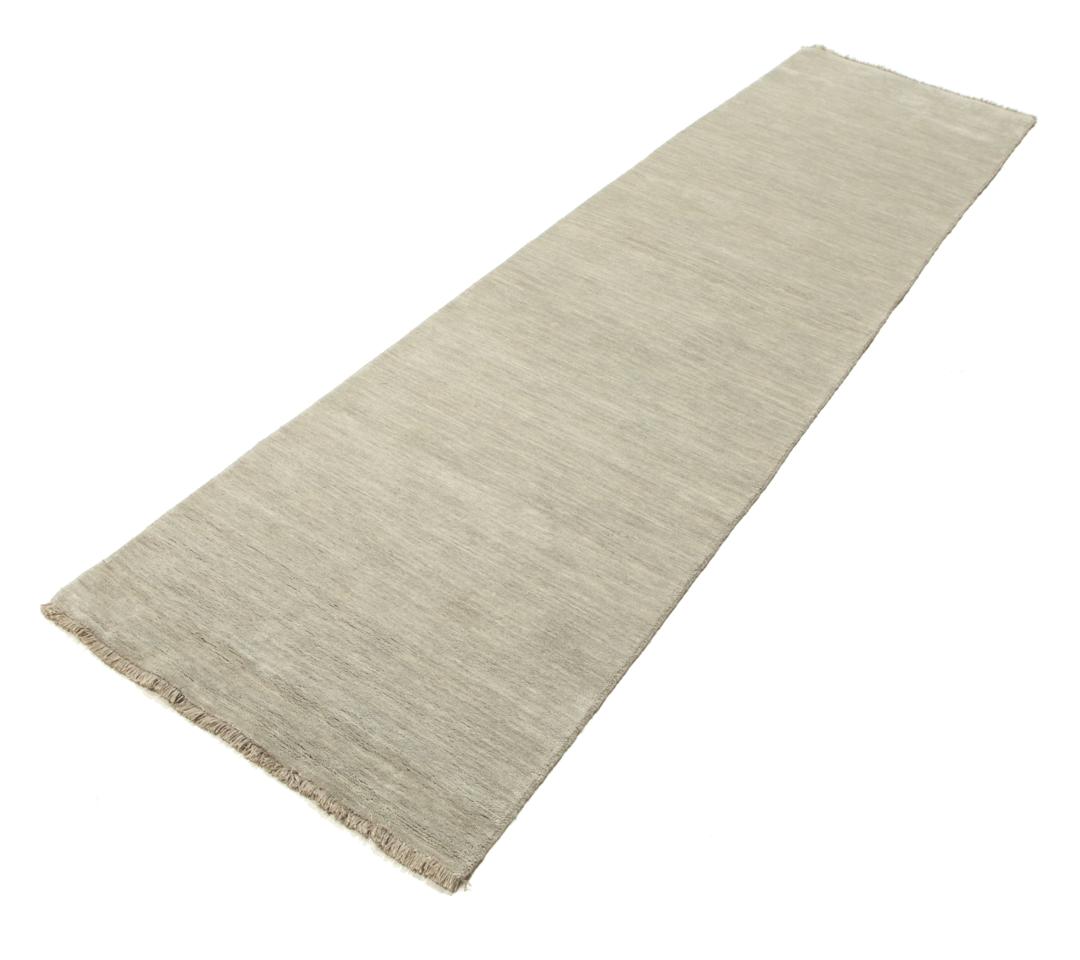 Handloom Fringes light green and grey runner rug