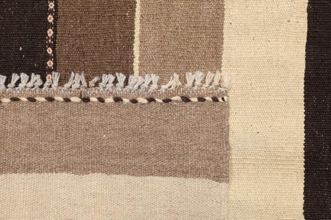 Håndvævet Kelim tæppe fra Mellemøsten i brune og beige striber