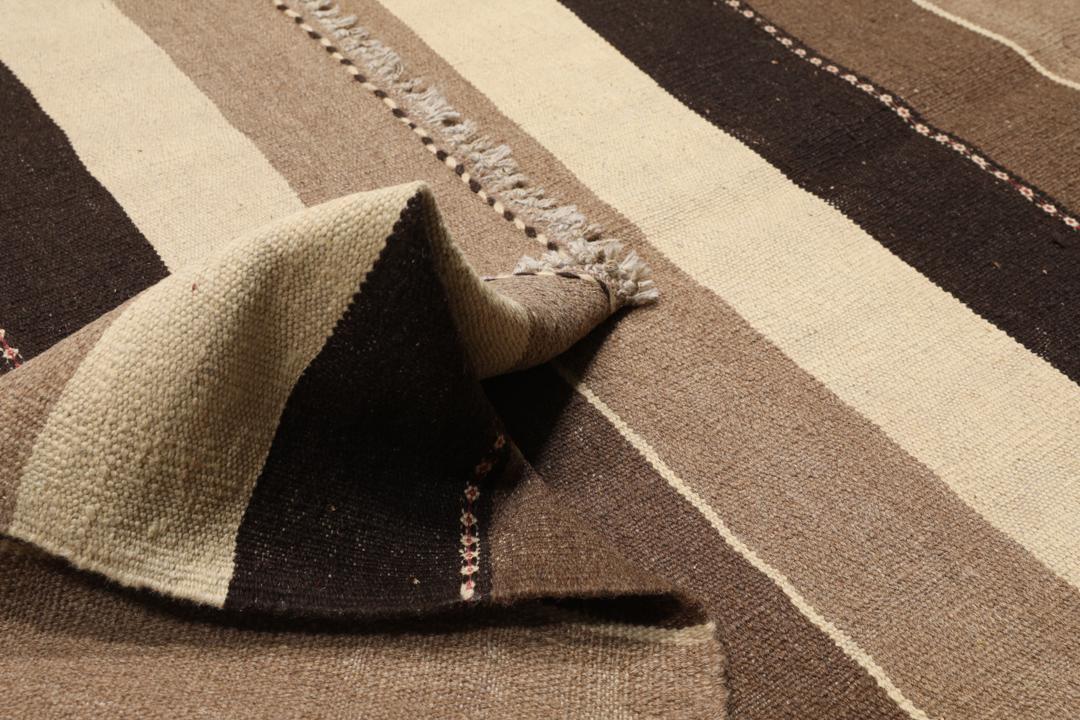 Håndvævet Kelim tæppe fra Mellemøsten i brune og beige striber