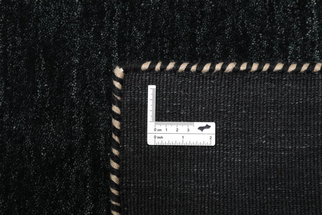 Gabbeh loom Two Lines - Zwart / Grijs - 80 x 250 cm