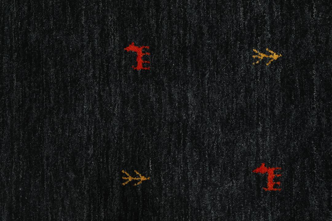 Gabbeh loom Two Lines - Zwart / Grijs - 80 x 250 cm