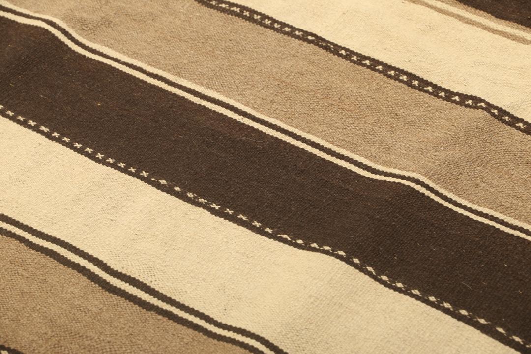 Håndvævet Kelim-tæppe fra Mellemøsten med brune og beige striber