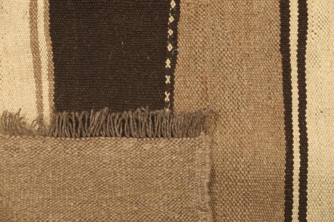 Håndvævet Kelim-tæppe fra Mellemøsten med brune og beige striber