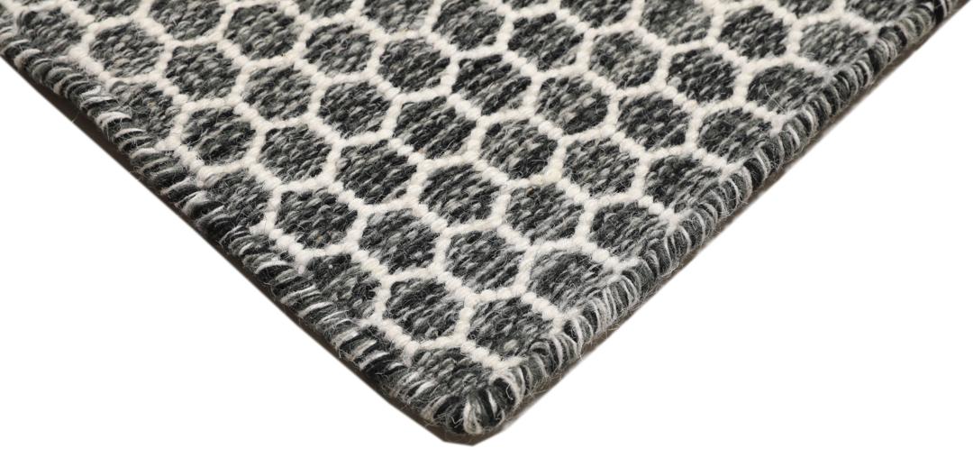 Kelim Honey Comb - Black / Grey - 160 x 230 cm