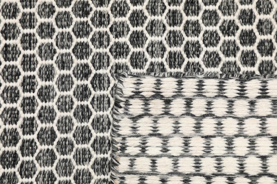 Kelim Honey Comb - Black / Grey - 160 x 230 cm