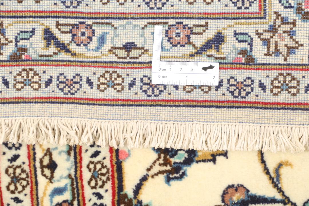 Hand-knotted Keshan rug from the Middle East in beige with floral patterns