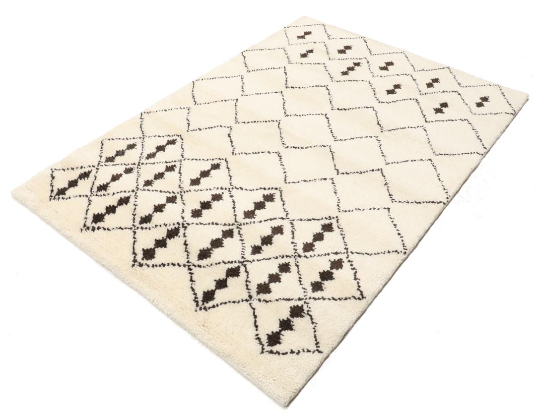 Berber Indo - Blanc écru / Marron - 140 x 200 cm