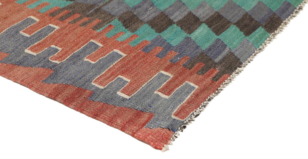 Tapis turc vintage avec motifs géométriques en losange multicolores