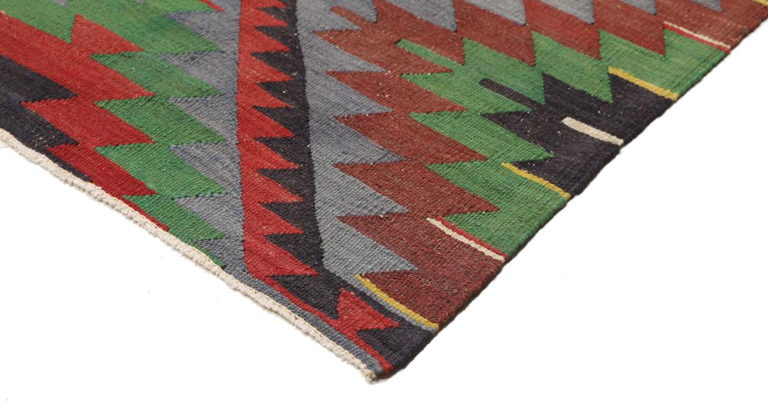 Eloisa turkkilainen Kelim-vintage-matto, jossa on värikäs geometrinen timanttikuvio