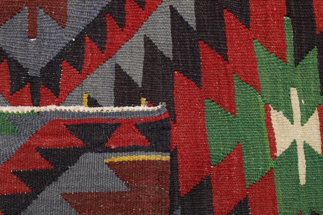 Eloisa turkkilainen Kelim-vintage-matto, jossa on värikäs geometrinen timanttikuvio