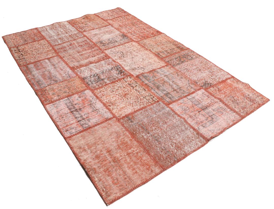 Handgefertigter türkischer Patchwork-Teppich in Rot und Erdtönen