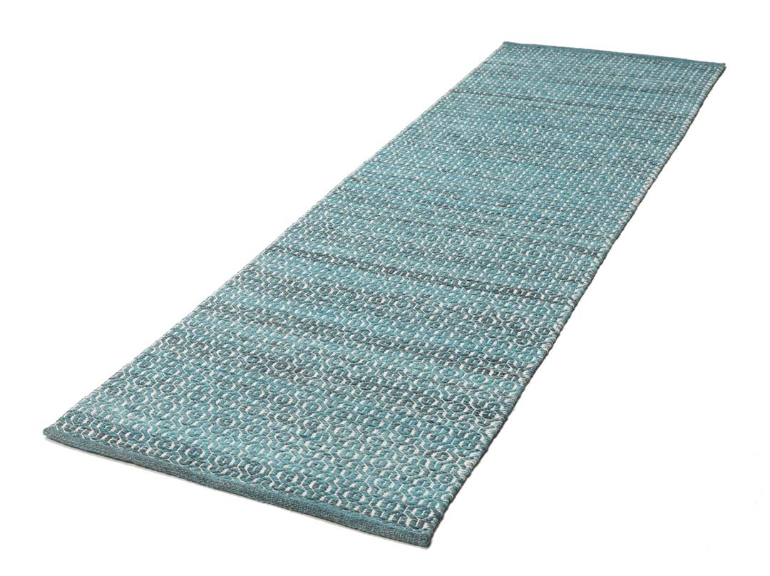 Alva - Turquoise / White - 80 x 250 cm