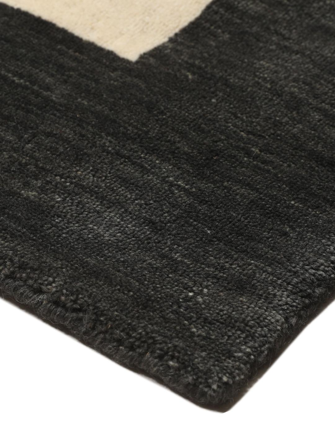 Handloom Frame - Black / White 200 x 300 cm Wool Rug - Rugvista