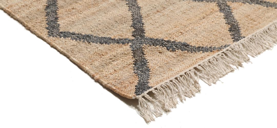 Tekla jute - Beige / Houtskoolgrijs - 200 x 300 cm