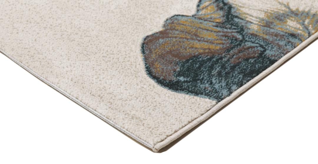 Beige vloerkleed met organisch bloemmotief