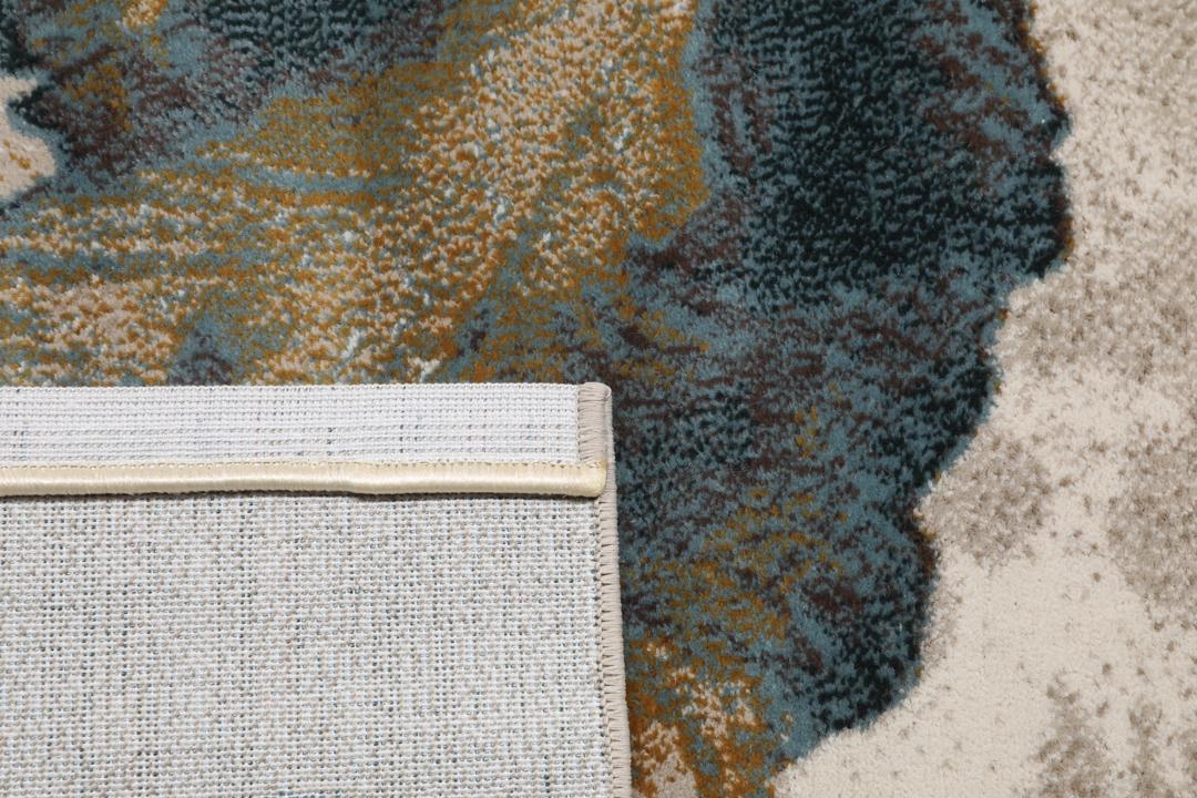 Beige vloerkleed met organisch bloemmotief