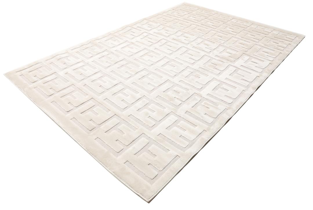 Getextureerd crèmewit vloerkleed met hoog en laag poolpatroon