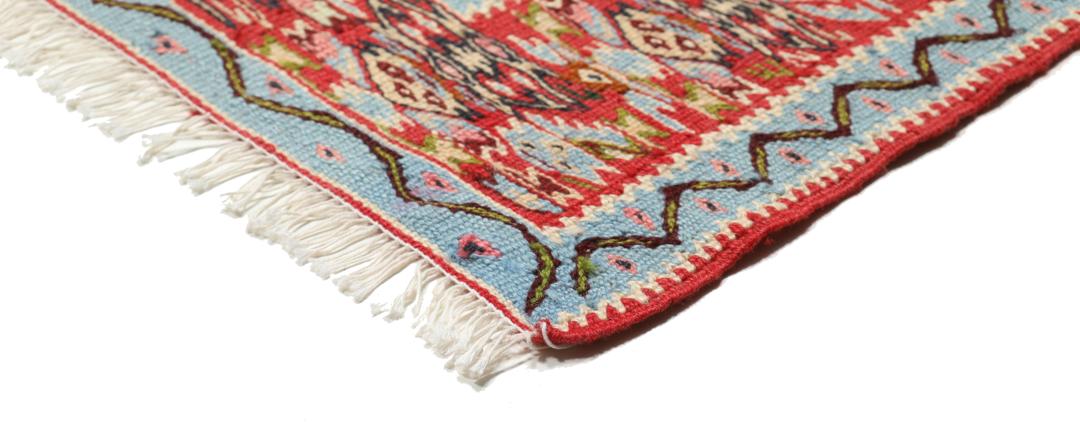 Handgeweven Kelim Senneh Fine vloerkleed uit het Midden-Oosten in multicolor