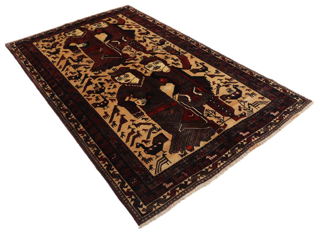 Hand-knotted Middle Eastern Afshar rug with pictorial design in multicolor wool