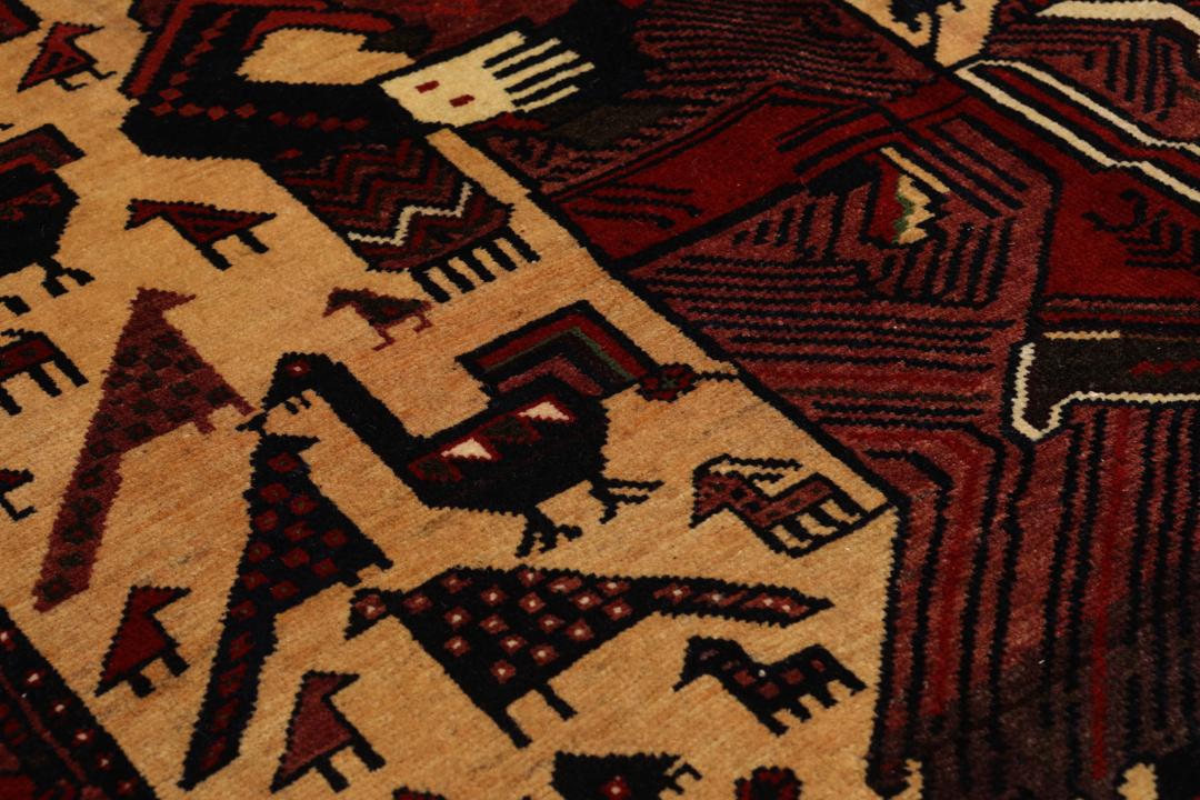 Hand-knotted Middle Eastern Afshar rug with pictorial design in multicolor wool