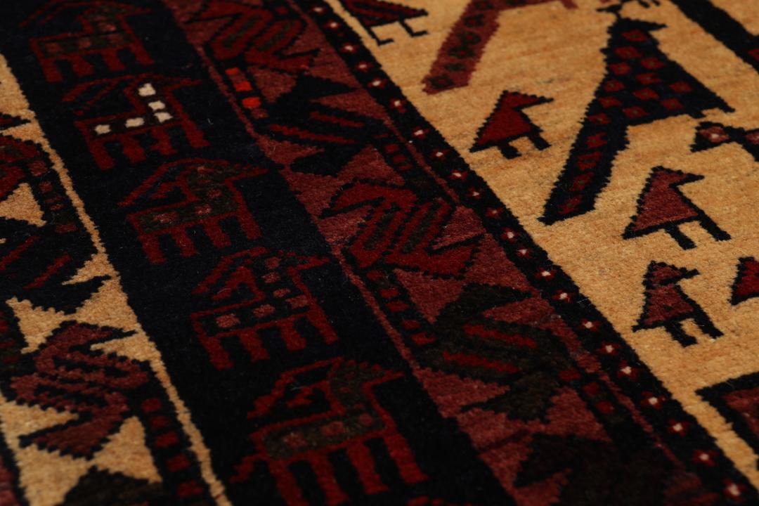 Hand-knotted Middle Eastern Afshar rug with pictorial design in multicolor wool