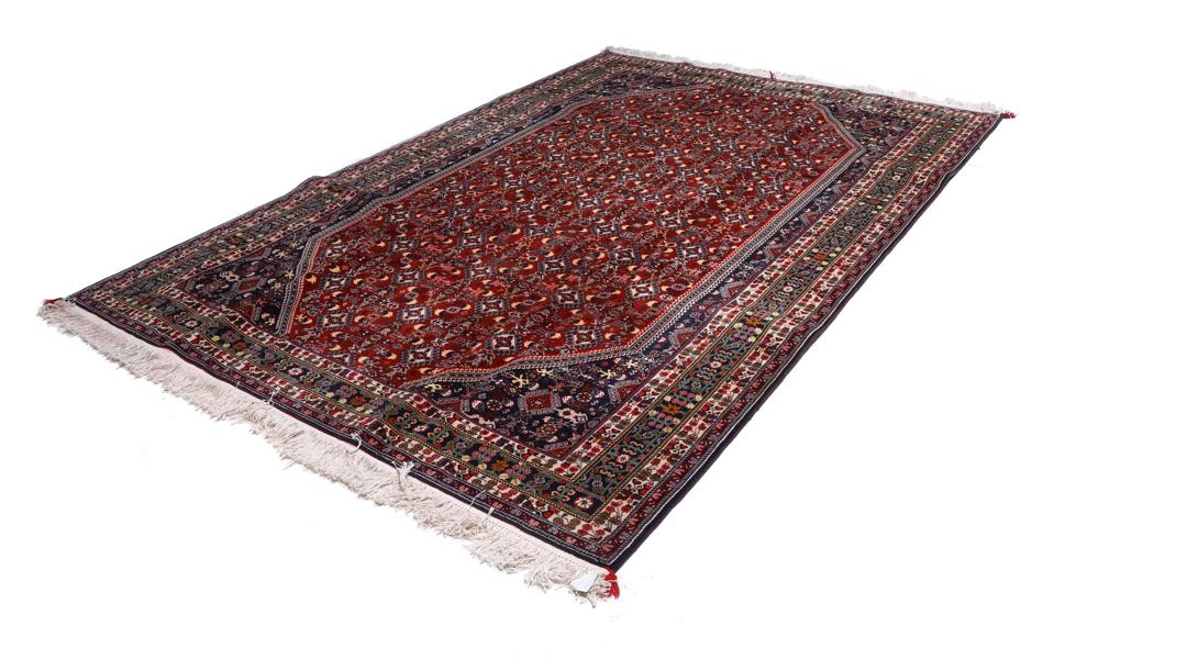 Tapis Gabbeh Kashkooli noué à la main originaire du Moyen-Orient dans des tons de rouge et bleu