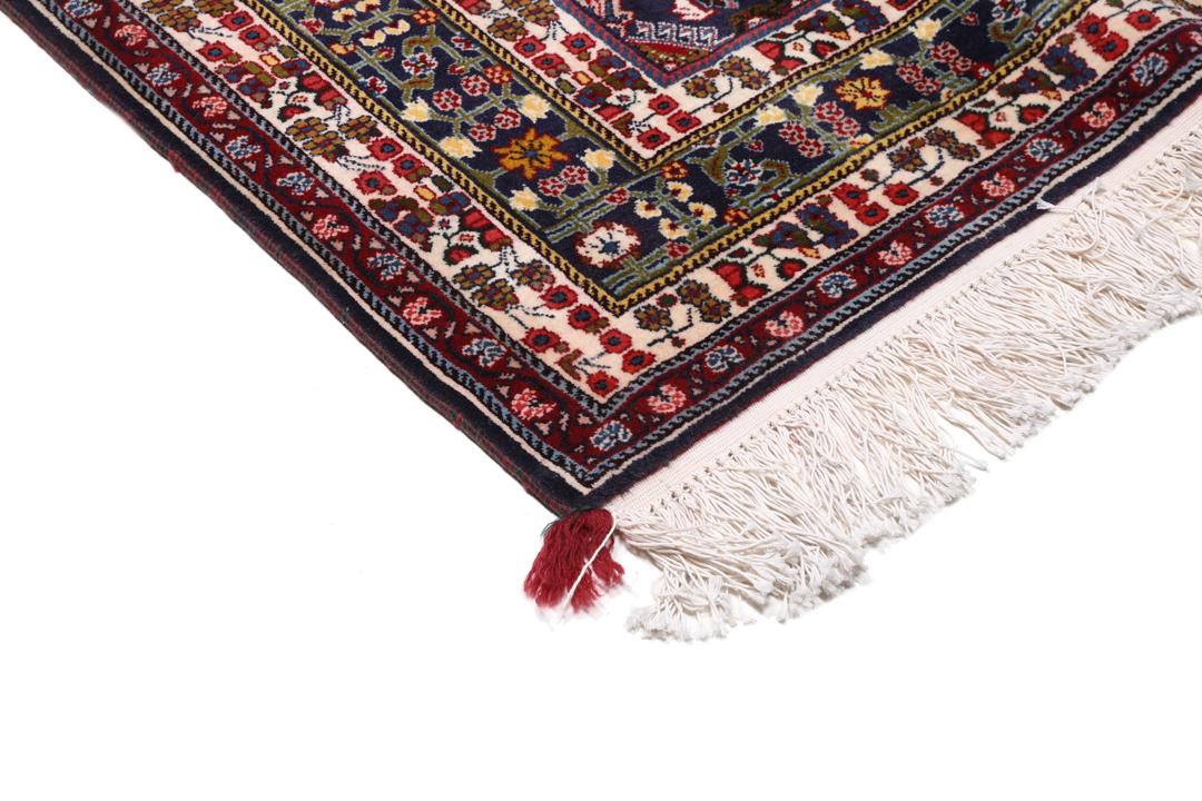 Tapis Gabbeh Kashkooli noué à la main originaire du Moyen-Orient dans des tons de rouge et bleu